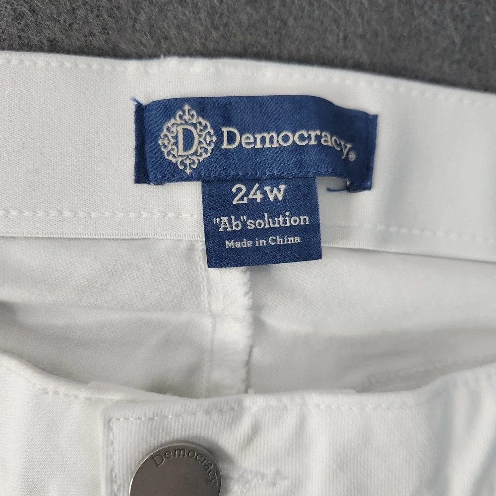 Democracy Ankle Skimmer Jeans 24W White Denim‎ AB Solution High-Rise Crop Beachy